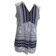 Hannah Womens Shirt Size Small Blue White Paisley Lace Sleeveless Blouse... - £9.38 GBP