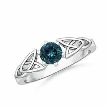 ANGARA Solitaire Round Teal Montana Sapphire Celtic Knot Ring in 14K Gold - £726.07 GBP