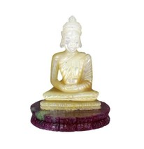 Handcraft Rare 43.09ct Gautama Buddha Carving Natural Pearl Shell Ruby Zoisite - £138.91 GBP