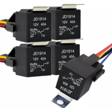 5 Pack Relay 12V 40A, 5 Pin Relay SPDT with Sockets and Wiring Harness Relay Swi - £12.38 GBP