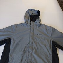 Columbia XM2884 Men's Gray/Black Full-Zip Hooded Rain Nylon Jacket Size Medium image 13