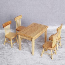 AirAds Dollhouse 1:12 miniature wood furniture dining table chairs Set 5 - £12.83 GBP