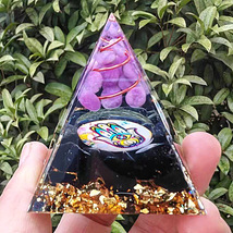 Natural Orgonite Pyramid Reiki Amethyst Energy Healing Chakra Meditation... - $11.99