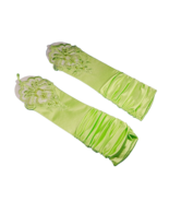 Bridal Prom Costume Adult Satin Fingerless Gloves Green Elbow Length Party - $12.59