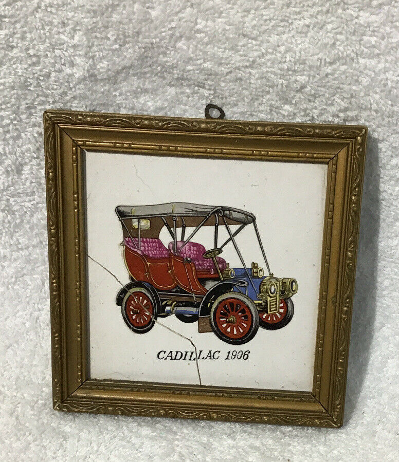Primary image for Standard American Oil Ford Cadillac Ceramic 6” Plaque Early Car 1906