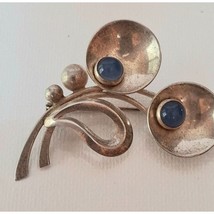 Danish 925 Sterling Silver And Blue Art Glass Flower Brooch Sky - $52.27