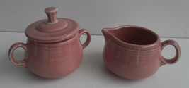 Fiesta Sugar Bowl &amp; Lid with Milk Jug Set Pink Color (Newer) by HOMER LAUGHLIN C - £42.49 GBP