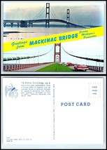 MICHIGAN Postcard - Mackinac Bridge, Double View A10 - £2.36 GBP