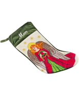 Christmas Stocking  Cross Stitch Angel w Gold Stars Mom Handmade  - $39.99