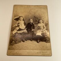 Antique Vintage Cabinet Card Photograph Young Children Gothic  OOAK KG - $9.89