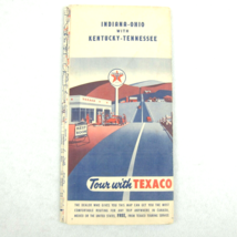 Vintage 1950s Texaco Oil Gas Road Map Indiana Ohio Kentucky Tennessee RARE - £10.38 GBP