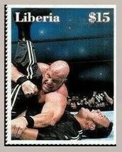 2000 wwf Stone cold Steve Austin VS The Rock Liberia $15 wrestling stamp... - £1.49 GBP
