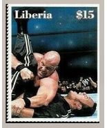 2000 wwf Stone cold Steve Austin VS The Rock Liberia $15 wrestling stamp... - £1.48 GBP