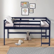  Lara Twin Size Loft Bed with Navy Blue Finish  - £218.73 GBP