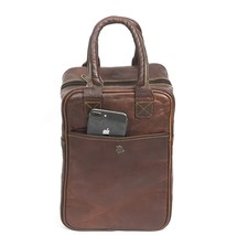 STG Leather Lunch Bag with Bottle Holder &amp; Front Pocket Easy To Carry Fo... - £63.42 GBP