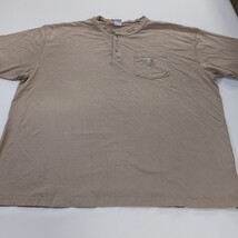 Carhartt K84DES 3-Button Men's 2XL Brown Cotton Henley Shirt Short Sleeve Pocket image 15
