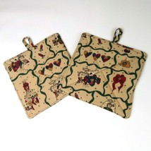NEW- Set of 2 handmade potholders, holiday whimsical country - $15.13