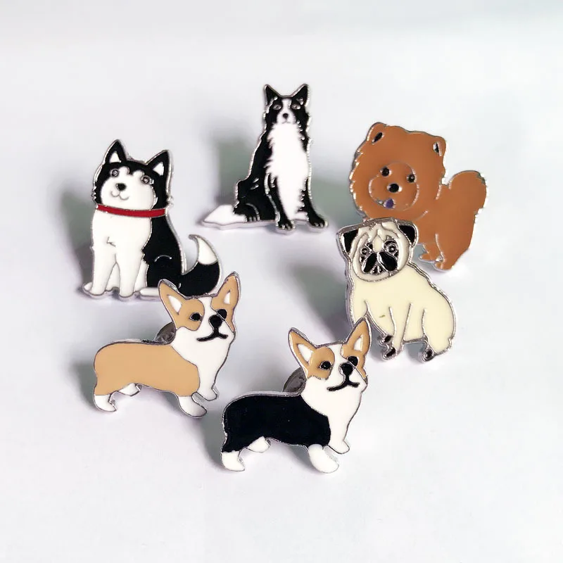 Play Pet Dog Brooch Pin Cartoon Badges Cute Animal Pins Bulldog Husky Enamel Bro - £23.32 GBP