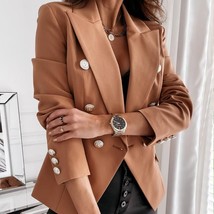 Autumn New Fashion Elegant Office Lady Long Sleeve Khaki Suit Double-breasted Co - £84.73 GBP
