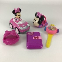 Disney Minnie Mouse Lot Push Down N Go Car Watch Vehicle Brush 5pc Pink Bundle - $24.70