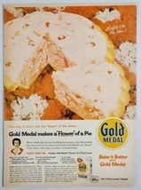 1957 Print Ad Gold Medal Flour Fluffy Flower Fruit Pie Recipe Betty Crocker - $10.51