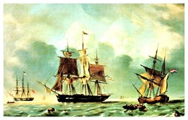 American and French Ships 19th Century Boat Postcard - £7.71 GBP