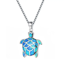 Blue Turtle Pendant Necklace - New - £11.84 GBP