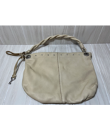 Fossil soft pebbled Leather Hand Bag Purse natural cream beige twisted h... - £11.76 GBP