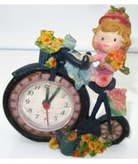DECORATIVE QUARTZ NOVELTY DESK SHELF MANTEL CLOCK BABY GIRL BIKE RIDER - $146.92 MXN