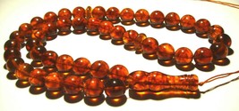 Islamic Prayer 45 Beads Natural Amber Tasbih Misbaha Sibha Tasbeeh  pressed - £122.46 GBP