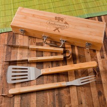 Personalized Grill Set - BBQ Set - Bamboo Case - £52.76 GBP
