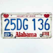 1990 United States Alabama Heart of Dixie Passenger License Plate 25DG 136 - $229.01 MXN