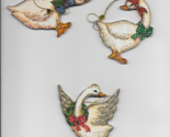 Goose Geese Christmas ornaments set 3 die cut 2-sided cardboard - £6.43 GBP