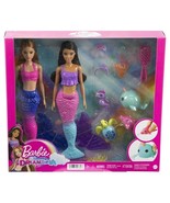 Barbie Mermaid Set With 2 12&quot; Brunette Dolls 4 Sea Pet Toys &amp; Accessorie... - £26.50 GBP
