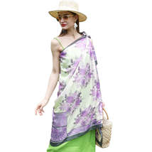 Anyyou 100% Mulberry Silk Lavender Long Scarf Luxury Brand Women Beach Shawl Wea - £71.52 GBP