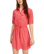 Be Bop Juniors&#39; Drawstring Utility Shirtdress Spiced Coral Size XS - $8.91