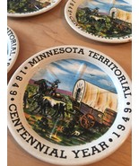 Vintage 40s Minnesota Territorial/Centennial 1849-1949 tin 4 coaster set - $17.80 CAD