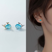 Cute Whale Fish Stud Earrings For Women Girls Dainty Fish Jewelry Earrings Studs - £9.55 GBP