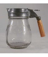 1930s Clear Etched American Molded Glass Syrup with Metal Top &amp; Bakelite... - £58.73 GBP