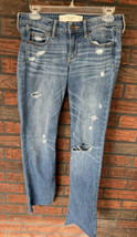 Abercrombie &amp; Fitch Stretch Jeans 2 The A&amp;F Blue Cut Off Straight Leg De... - $3.94 CAD