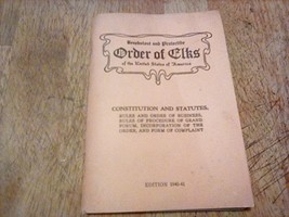 Benevolent &amp; Protective Order of Elks USA Constitution Statutes 1940-41 ... - $5.93