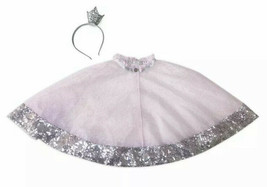 Disney Store Pink Sequined Princess Cape &amp; Crown Headband Set Tiara Size... - $28.99