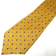 Nautica Silk Tie Yellow with Blue &amp; White Paisley Drops 61&quot; x 4&quot; - £18.18 GBP