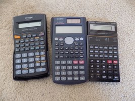 Lot of (3) Scientific Calculators Casio &amp; Sharp--FREE SHIPPING! - $19.68
