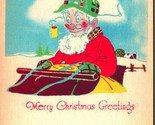 Unique Hillbilly Santa Claus Corn Cob Pipe Poem Richards Co. UNP Postcar... - $29.36