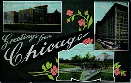 Large Letter Greetings from CHICAGO Illinois UNP DB Postcard Multi-View  - £3.45 GBP
