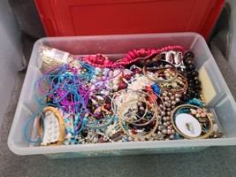 Huge Mixed Lot Junk Costume Fashion Jewelry Parts Repair Crafting 13+lbs w/tote - £38.00 GBP