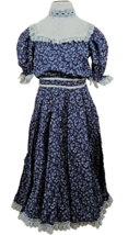 Gunne Sax Victorian Dress Girls 12 Blue Purple Prairie Rose Bud High Nec... - £106.33 GBP