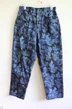 Vtg Bill Blass 8P 100% Cotton Blue Floral Tapered Leg High Waist Mom Jeans Pants - £19.32 GBP