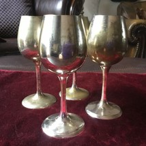 SET OF 4 VINTAGE EPNS Silver Plated Wine Goblets 5 3/4&quot; Tall Made In India - £15.86 GBP